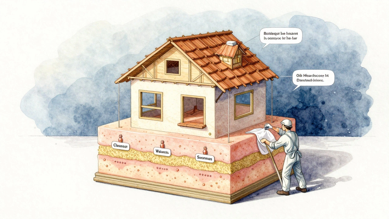 Skin as a layered house under construction, symbolizing the correct order of skincare steps.