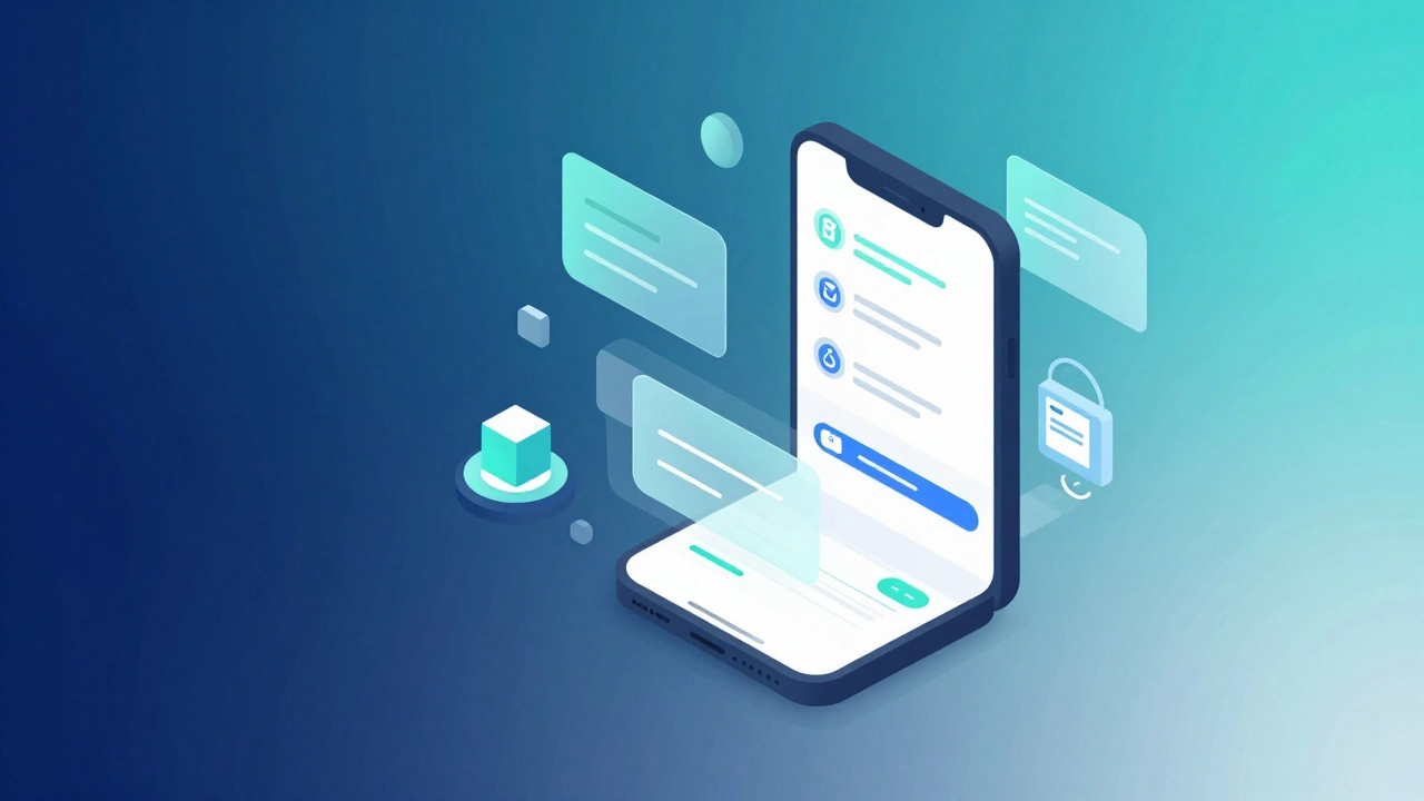 Digital prescription workflow with smartphone and pharmacy delivery icons