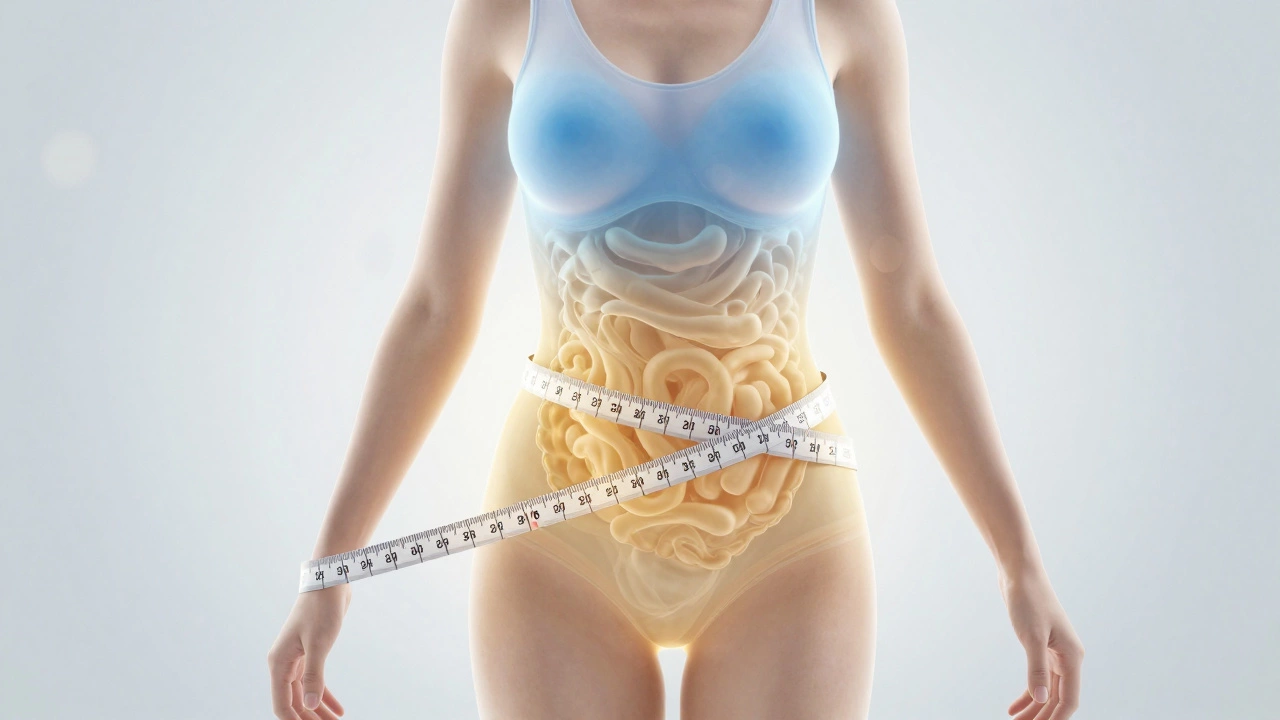Abstract torso visualization showing healing transition from swelling to final results