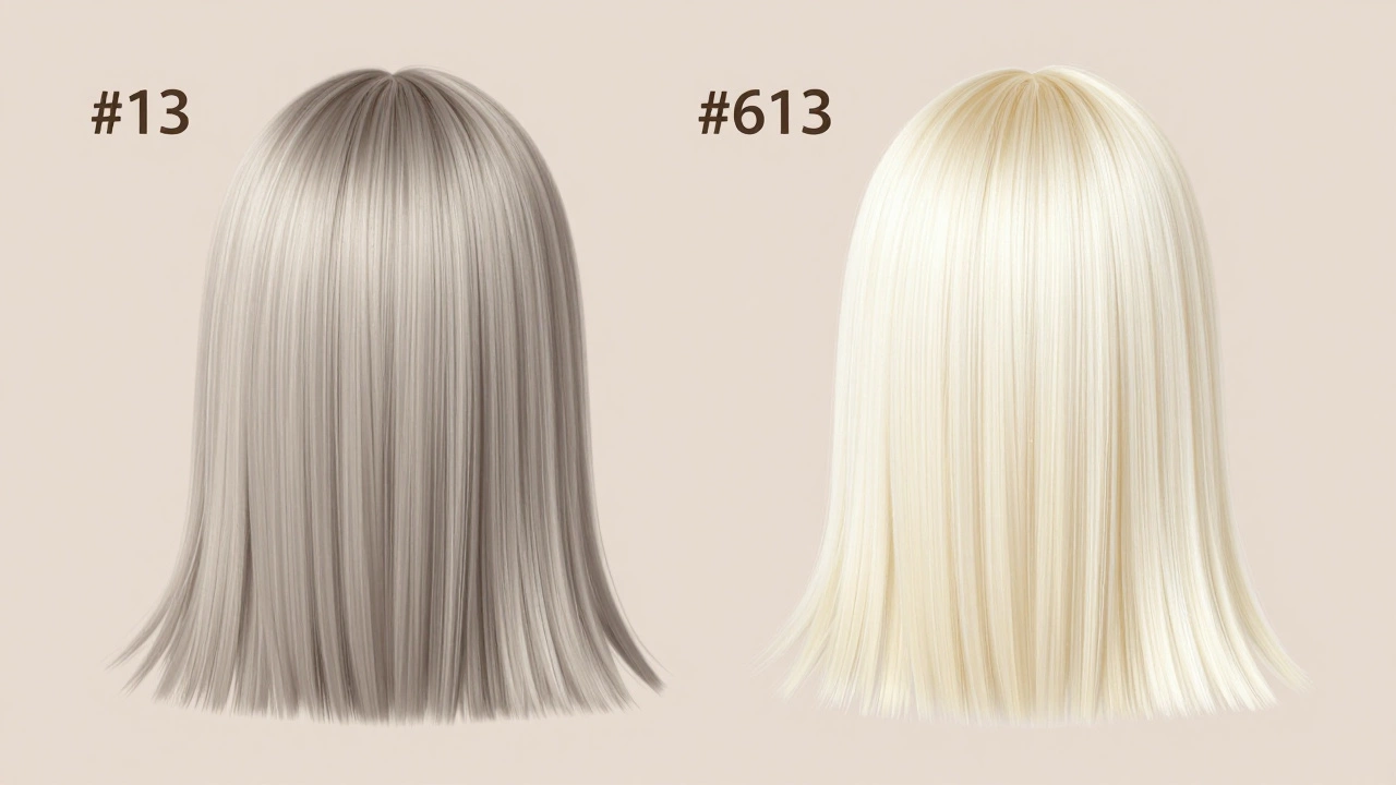 Comparison of cool ash blonde and warm platinum blonde hair strands