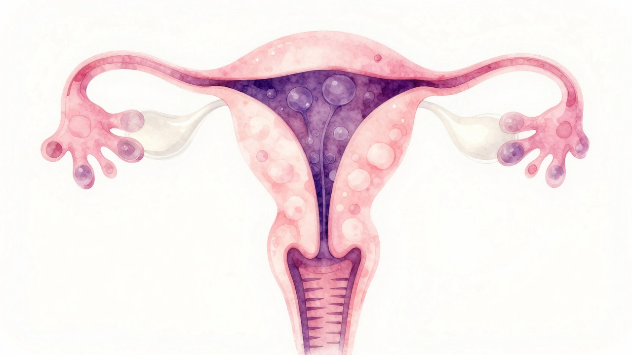 Abstract watercolor art of healthy ovarian follicles