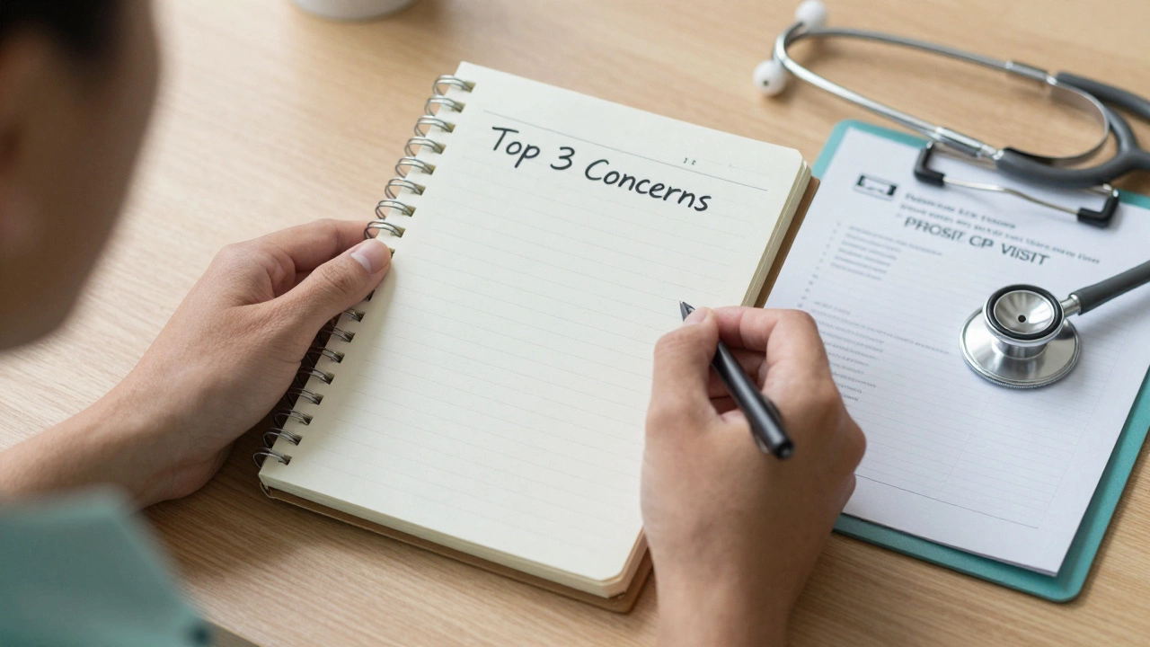 Organized notebook with priority list on a doctor's examination table