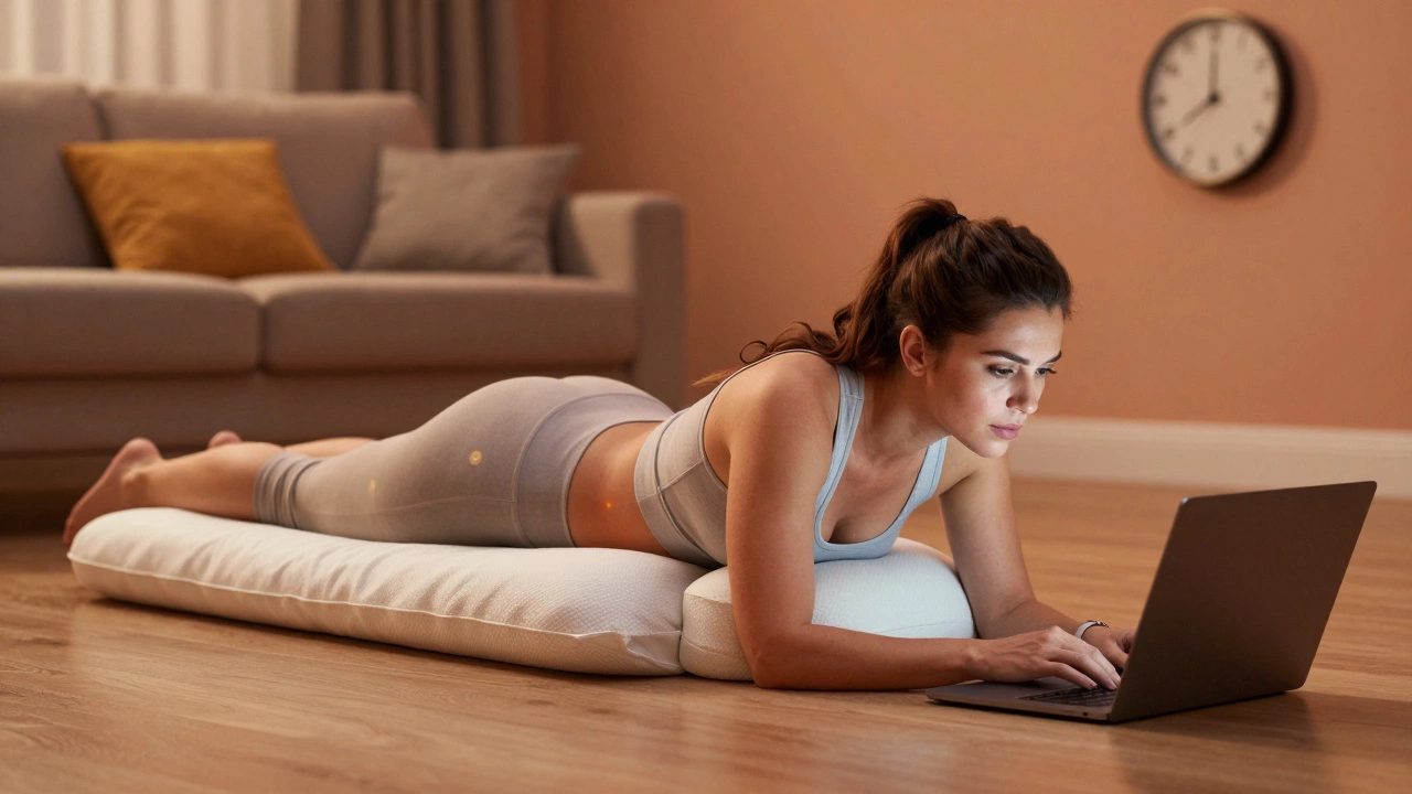 Patient lying prone on specialized pillow post-BBL