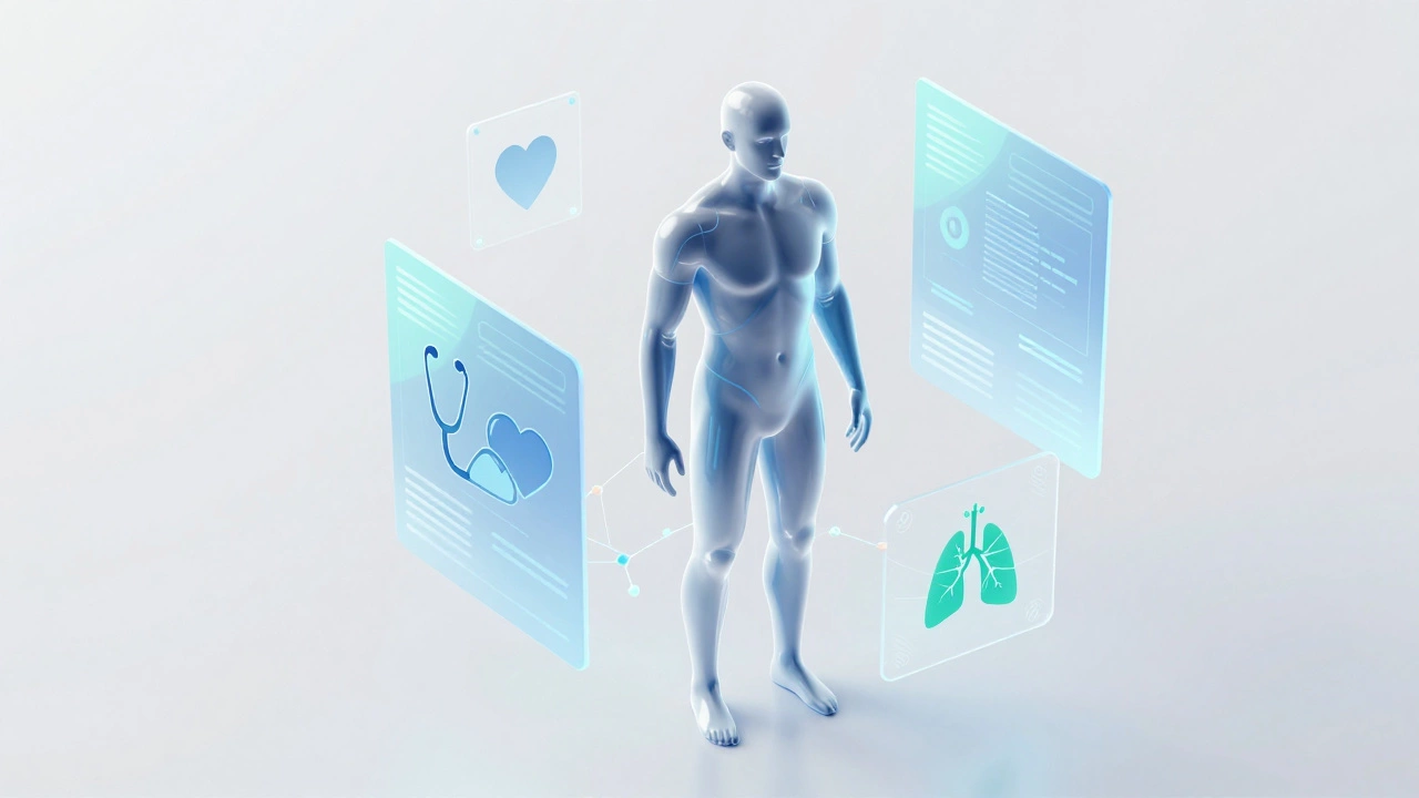 Futuristic 3D concept of AI medical triage and data analysis