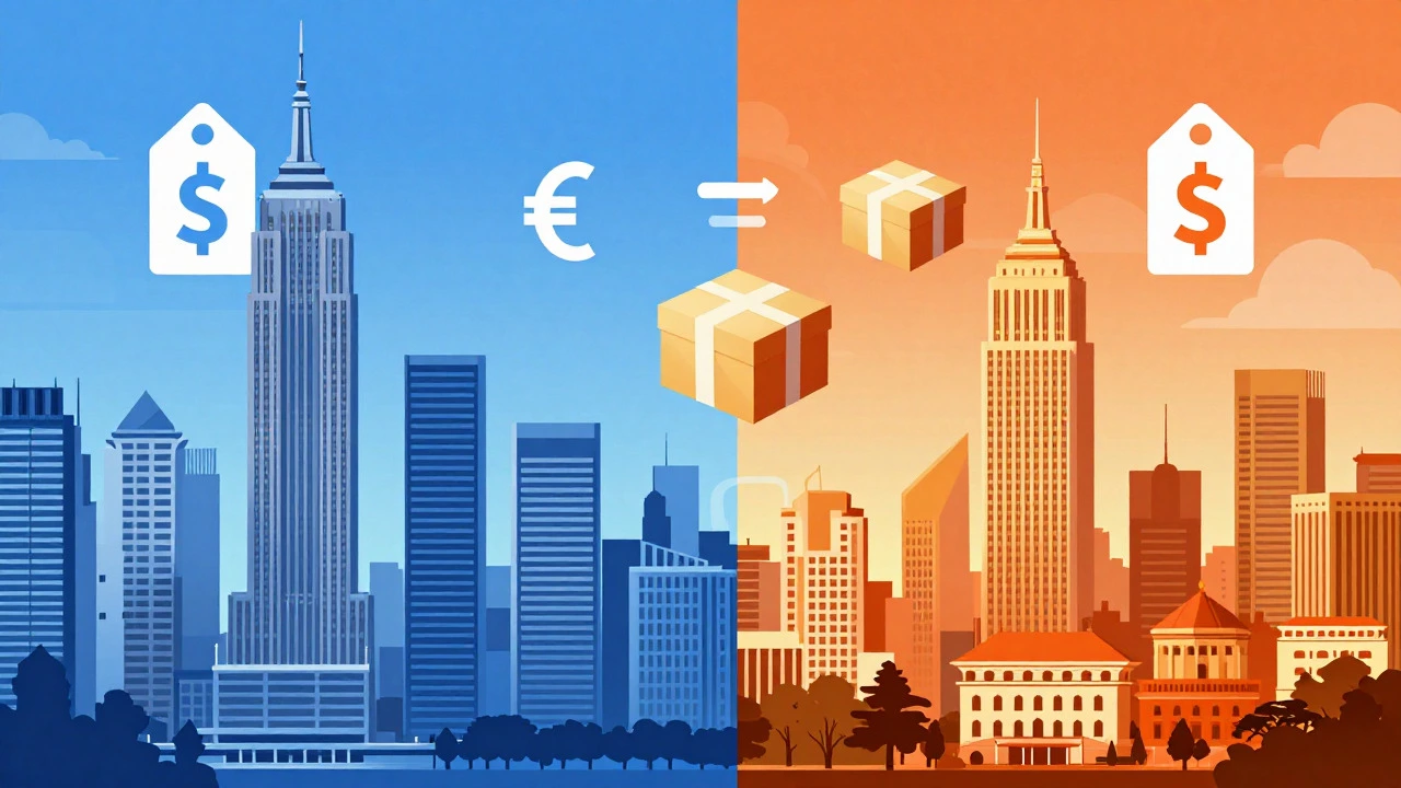 Conceptual art comparing high vs low cost medical infrastructure globally