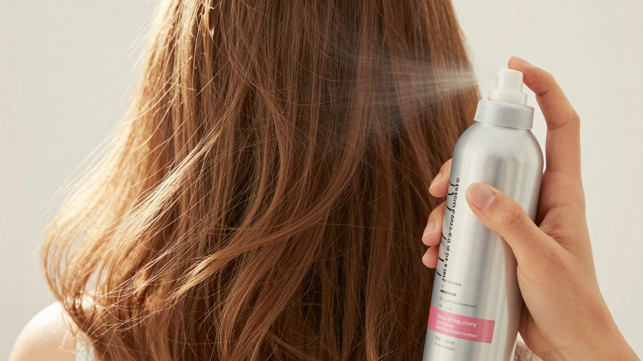 Dry shampoo and sea salt spray with thick hair