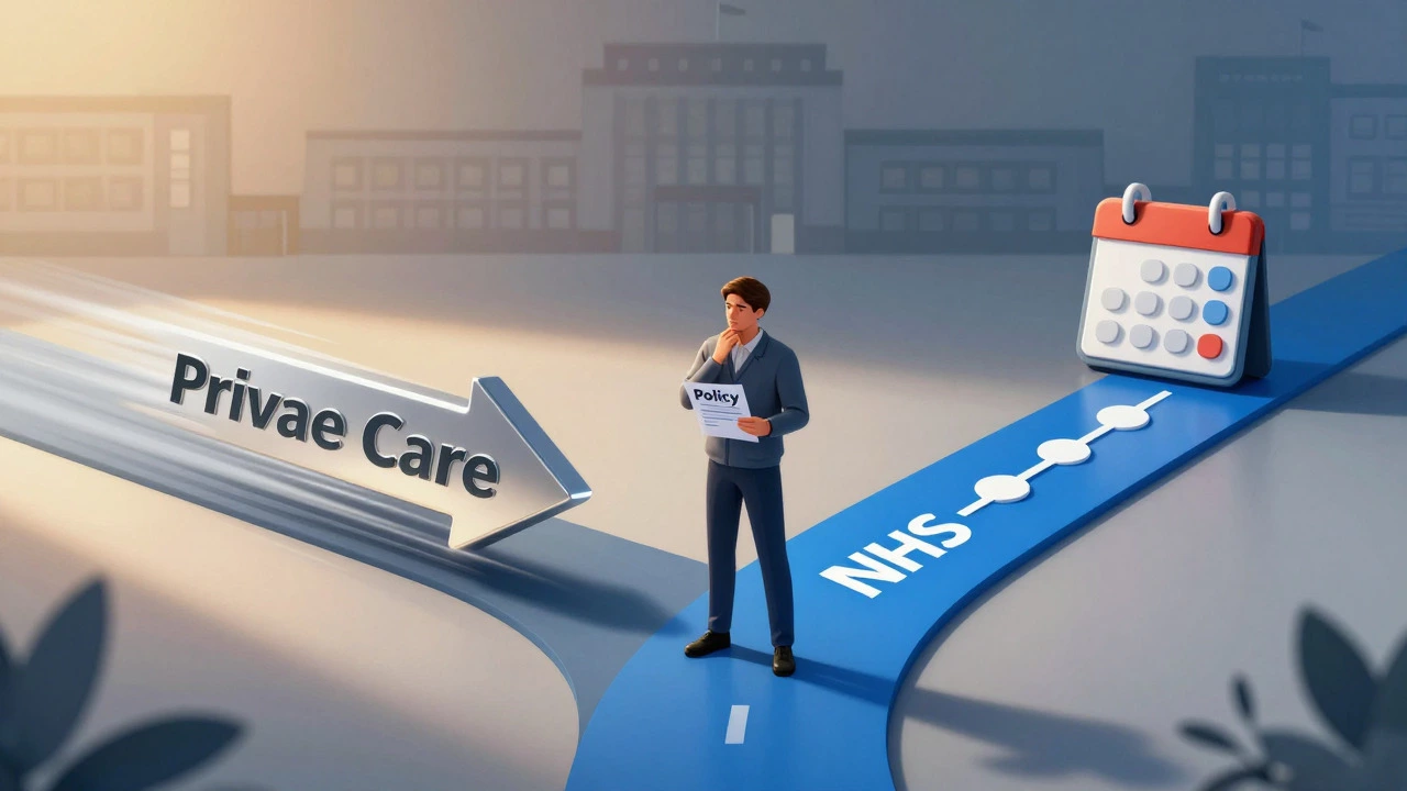 Illustration comparing fast private care vs longer NHS waiting times