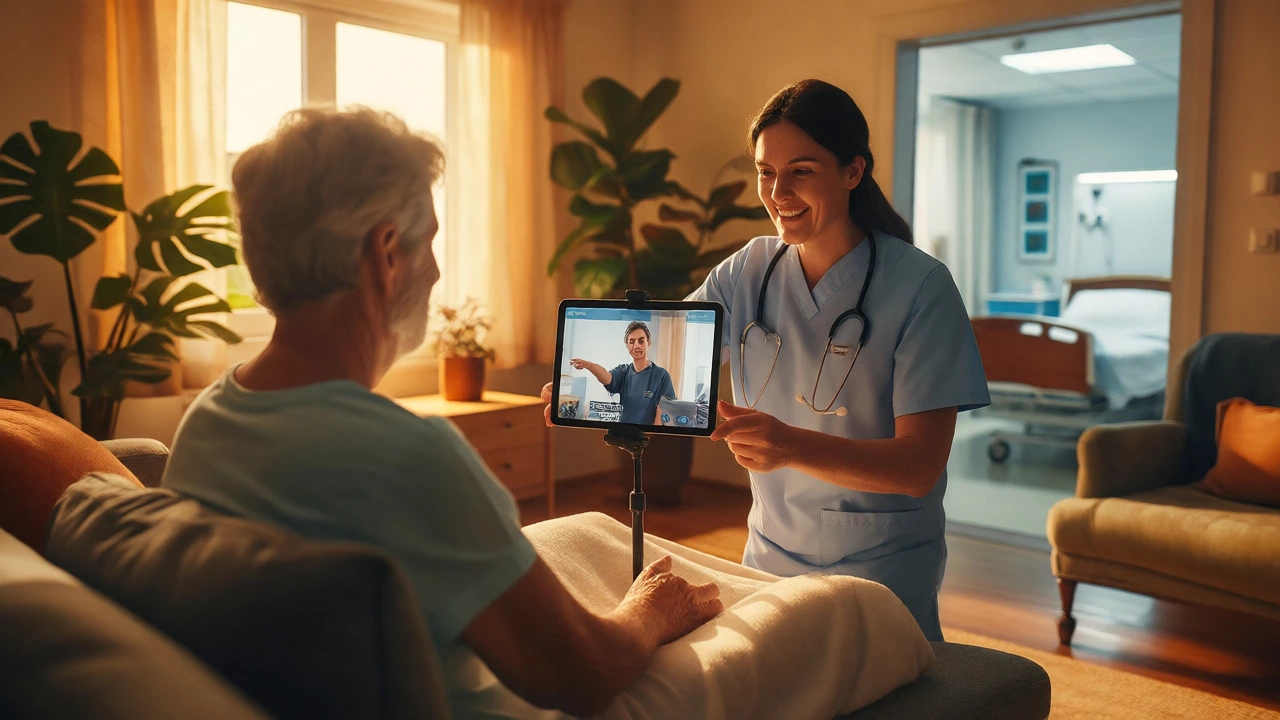 Home physical therapy session via video call