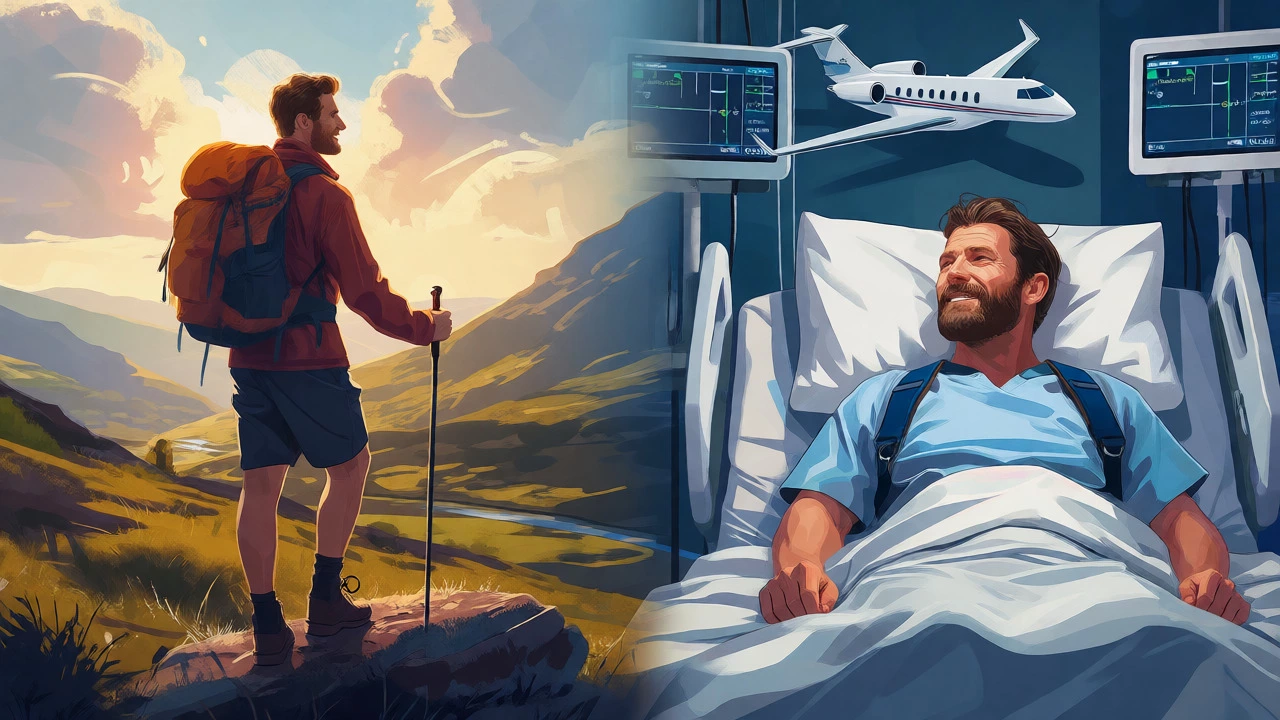 Contrast between hiking in Scotland and medical repatriation